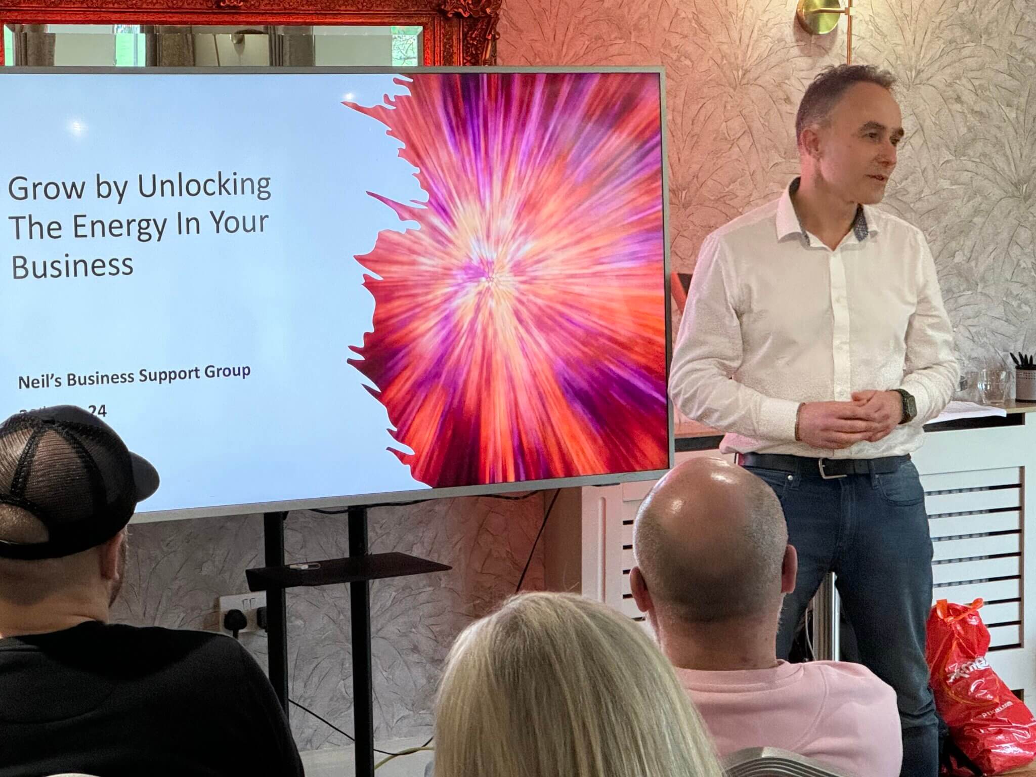 Chris Cooper speaking in Brighton to c30 CEO's at Neil Laughton's (adventurer and serial entrepreneur) Business Support Group in Brighton