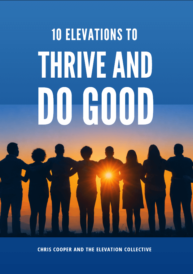 The front cover of the 10 Elevations ebook, showing a group of people linking arms, silhouetted against a sunset.